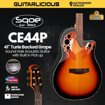 Sqoe CE44P 41 " Turtle Backed Grape Sound Hole Acoustic Guitar with Built in Pick up (SQOE / CE44P-41/ CE44P 41 )