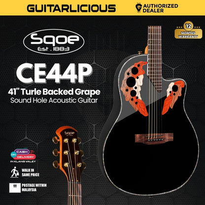 Sqoe CE44P 41 " Turtle Backed Grape Sound Hole Acoustic Guitar (SQOE / CE44P-41/ CE44P 41 )