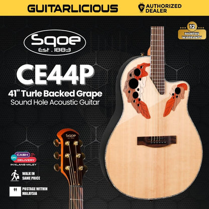 Sqoe CE44P 41 " Turtle Backed Grape Sound Hole Acoustic Guitar (SQOE / CE44P-41/ CE44P 41 )