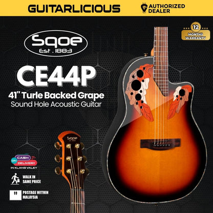 Sqoe CE44P 41 " Turtle Backed Grape Sound Hole Acoustic Guitar (SQOE / CE44P-41/ CE44P 41 )