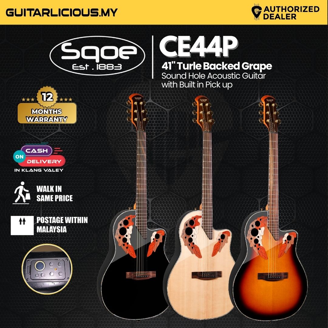 Sqoe CE44P 41 " Turtle Backed Grape Sound Hole Acoustic Guitar with Built in Pick up (SQOE / CE44P-41/ CE44P 41 )