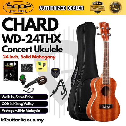 CHARD WD-24THX Solid Top Mahogany Concet 24inch Ukulele