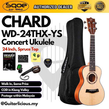 CHARD WD-24THX-YS Spruce Top Concet 24inch Ukulele