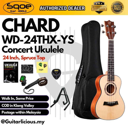 CHARD WD-24THX-YS Spruce Top Concet 24inch Ukulele