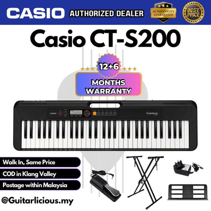 CASIO CT-S200 61-Keys Casiotone Portable Keyboard, Bundle Set BLACK (CTS200 / CTS 200 / CT S 200 / BK)