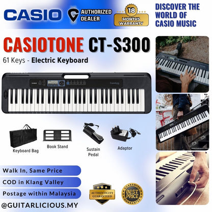 CASIO CT-S300 61-Keys Casiotone Portable Keyboard, Bundle Set (CTS300 / CTS 300 / CT S 300)