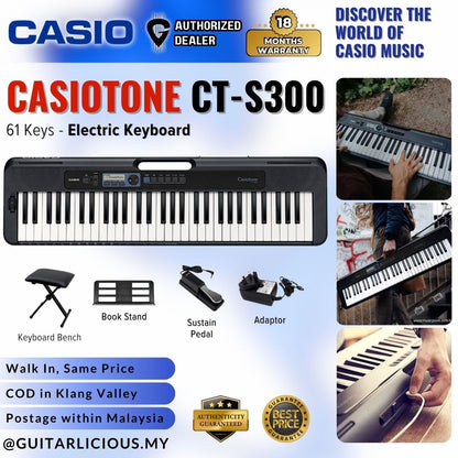 CASIO CT-S300 61-Keys Casiotone Portable Keyboard, Bundle Set (CTS300 / CTS 300 / CT S 300)