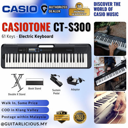 CASIO CT-S300 61-Keys Casiotone Portable Keyboard, Bundle Set (CTS300 / CTS 300 / CT S 300)
