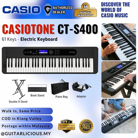 CASIO Casiotone CT-S400 61-Keys Ultra Portable Arranger Keyboard Bundle Set (CTS 400 / CTS400 / CTS-400)
