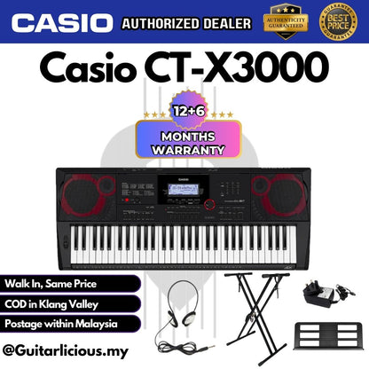 Casio CT-X3000 61-Keys Portable Keyboard Premium Bundle ( CTX3000 CTX 3000 )