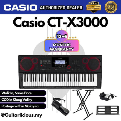 Casio CT-X3000 61-Keys Portable Keyboard Premium Bundle ( CTX3000 CTX 3000 )