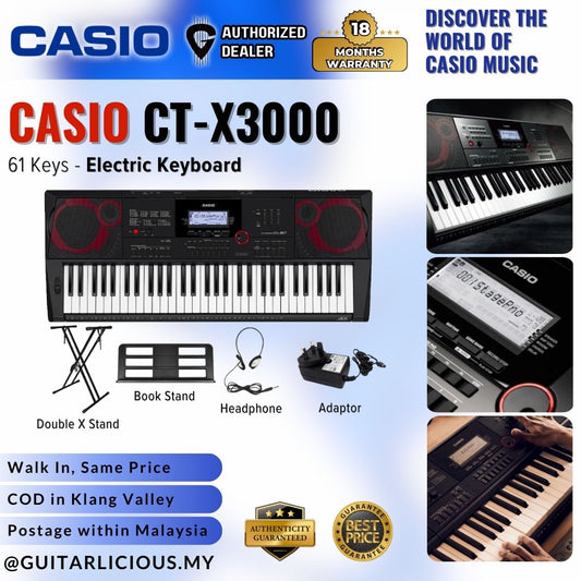 Casio CT-X3000 61-Keys Portable Keyboard Premium Bundle ( CTX3000 CTX 3000 )