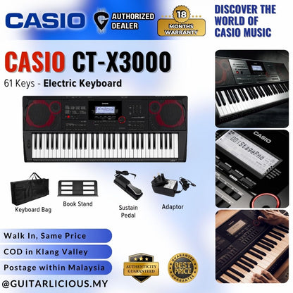 Casio CT-X3000 61-Keys Portable Keyboard Premium Bundle ( CTX3000 CTX 3000 )