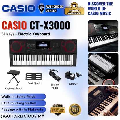 Casio CT-X3000 61-Keys Portable Keyboard Premium Bundle ( CTX3000 CTX 3000 )