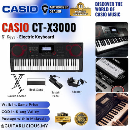 Casio CT-X3000 61-Keys Portable Keyboard Premium Bundle ( CTX3000 CTX 3000 )