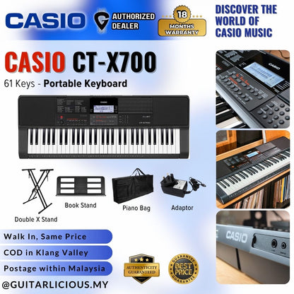 Casio CT-X700 61-Keys Portable Keyboard, Bundle Set (CTX700 CTX 700)