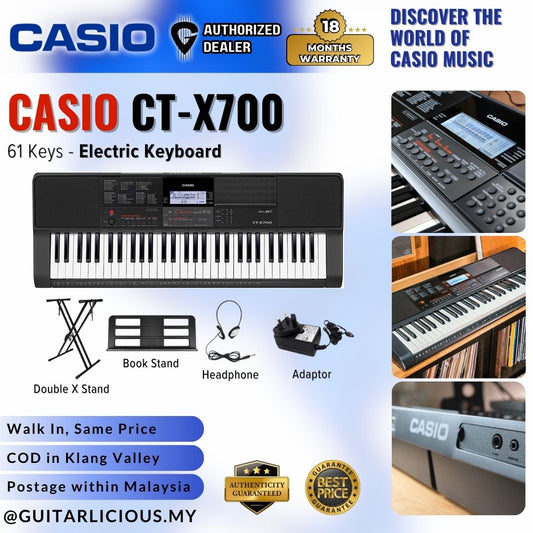 Casio CT-X700 61-Keys Portable Keyboard, Bundle Set (CTX700 CTX 700)