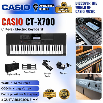 Casio CT-X700 61-Keys Portable Keyboard, Bundle Set (CTX700 CTX 700)