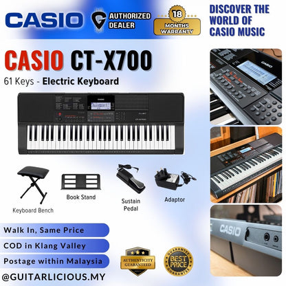 Casio CT-X700 61-Keys Portable Keyboard, Bundle Set (CTX700 CTX 700)