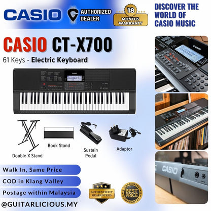 Casio CT-X700 61-Keys Portable Keyboard, Bundle Set (CTX700 CTX 700)