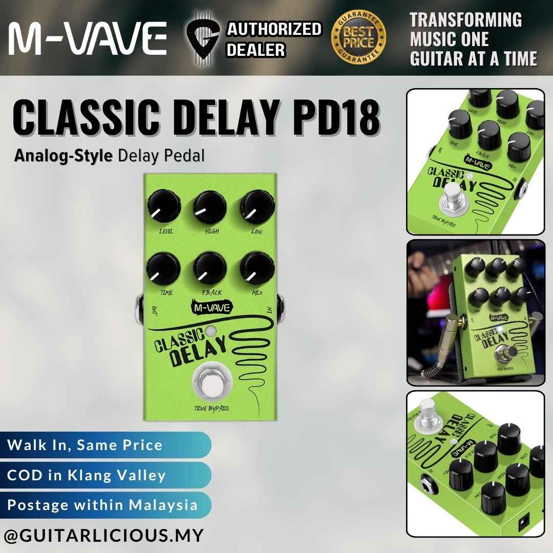 Classic Delay Compact Guitar Delay Pedal with 4 Analog-Style Modes, 600ms Max Time, Tap Tempo & True Bypass