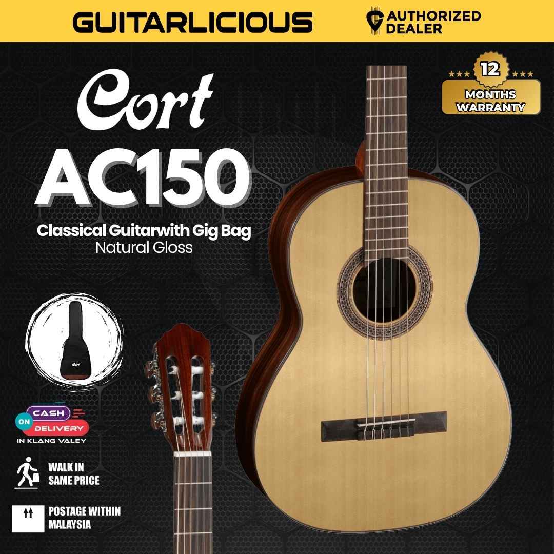 Cort AC150 Classical Guitar with Gig Bag, Natural Gloss -  (AC150)