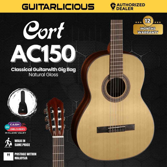 Cort AC150 Classical Guitar with Gig Bag, Natural Gloss -  (AC150)