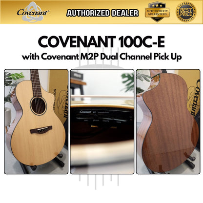 Covenant Guitar 100C-E 41inch Cutaway Acoustic Guitar w/ Covenant M2P Dual Channel Pick Up including Soft Case ( 100CE )