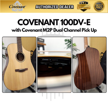 Covenant Guitar 100DV-E 41 inch Semi Acoustic Guitar with Covenant M2P Dual Channel Pick Up / Equalizer