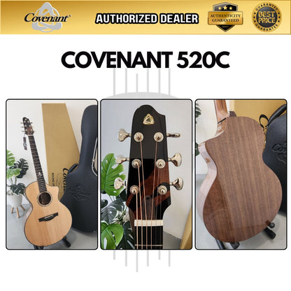 Covenant Guitar 520C Full Solid 41 inch Acoustic Guitar, including Hard Case and Accessories