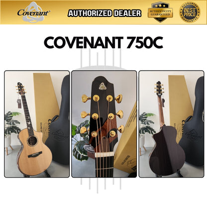 Covenant Guitar 750C Full Solid 41 inch Acoustic Guitar, including Hard Case and Accessories