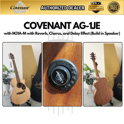 Covenant Guitar AG-1JE 36 inch 3/4 Acoustic Guitar with M31A-M with Reverb, Chorus, and Delay Effect (Build in Speaker)