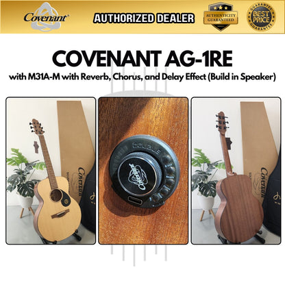 Covenant Guitar AG-1RE 40inch Acoustic Guitar with M31A-M with Reverb, Chorus, and Delay Effect (Build in Speaker)