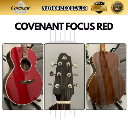 Covenant Guitar FOCUS RED 40 inch Solid Top Acoustic Guitar including Soft Case - Red