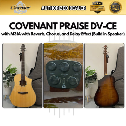 Covenant Guitar PRAISE DV-CE 41 inch Acoustic Guitar with M31A w/ Reverb, Chorus, and Delay Effect (Build in Speaker)