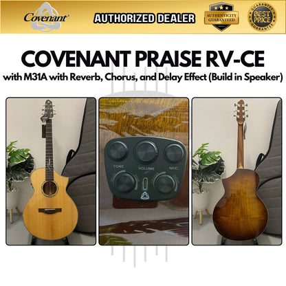 Covenant Guitar PRAISE RV-CE 40 inch Acoustic Guitar with M31A w/ Reverb, Chorus, and Delay Effect (Build in Speaker)