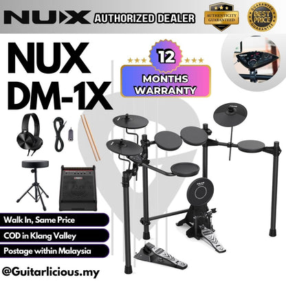 NUX DM-1X 5-Piece Digital Electronic Drum Set (DM1X / DM1 / DM-1)