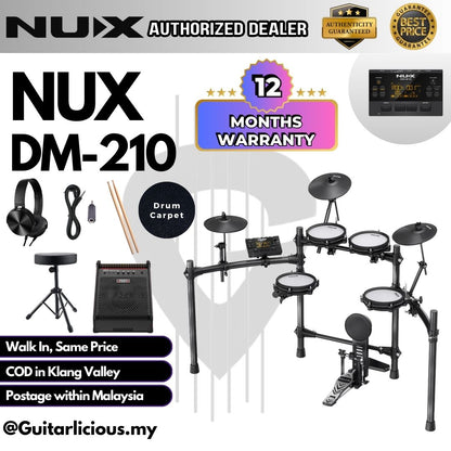 NUX DM-210 All Mesh Head Digital Electronic Drum Basic Package (DM210 DM 210)