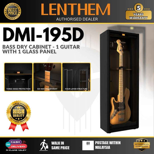 Lenthem Bass Guitar Dry Cabinet for Humidity Control for 1 Bass Guitar with 1 Glass Panel - DMI-195D