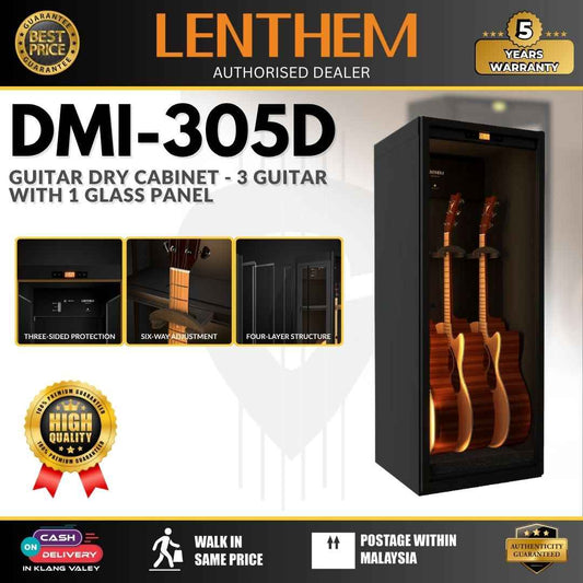 Lenthem Guitar Dry Cabinet for Humidity Control for 3 Guitar with 1 Glass Panel - DMI-305D