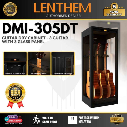 Lenthem Guitar Dry Cabinet for Humidity Control for 3 Guitar with 3 Glass Panel - DMI-305DT