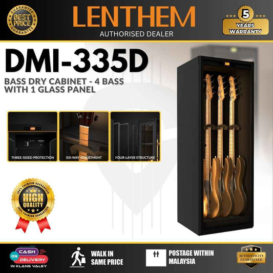 Lenthem Bass Guitar Dry Cabinet for Humidity Control for 3 Bass Guitar with 3 Glass Panel - DMI-335DT