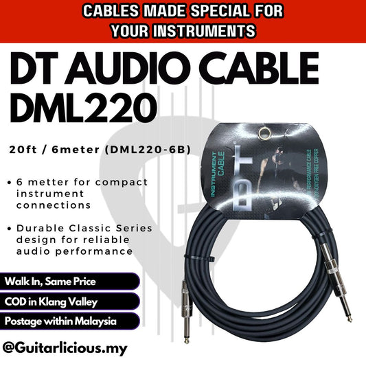 DT Audio DML220 Series Guitar Cable (10ft / 3m & 20ft / 6m | DML220-3B / DML220-6B)