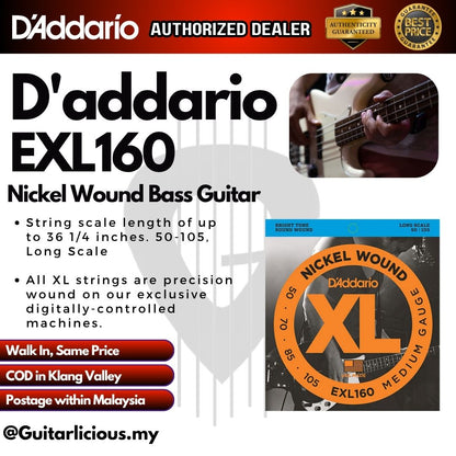 D'Addario EXL160 Medium Nickel Wound Long Scale Bass Strings - .050-.105 ( .050-.105)