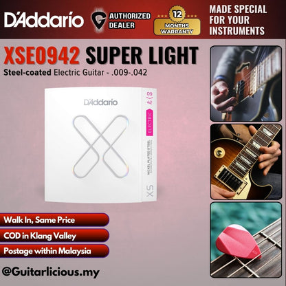 D'Addario XSE0942 Nickel-plated Steel-coated Electric Guitar Strings - .009-.042 Super Light ( DADXSE0942 )