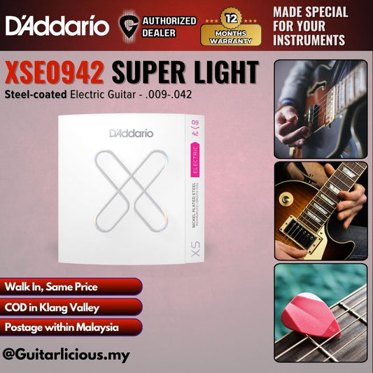 D'Addario XSE0942 Nickel-plated Steel-coated Electric Guitar Strings - .009-.042 Super Light ( DADXSE0942 )