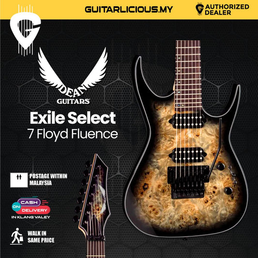 Dean Exile Select 7 Floyd Fluence Electric Guitar Natural Black Burst