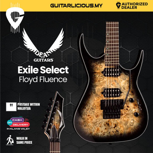 Dean Exile Select Floyd Fluence Electric Guitar Natural Black Burst