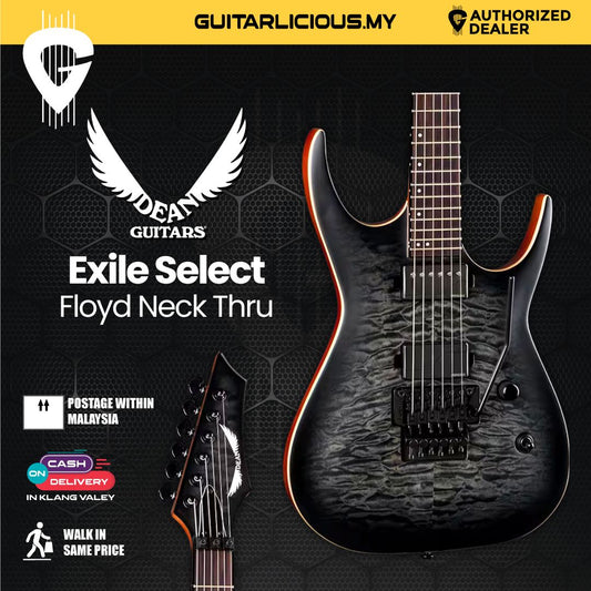 Dean Exile Select Floyd Neck Thru Archtop Electric Guitar Satin Black Burst