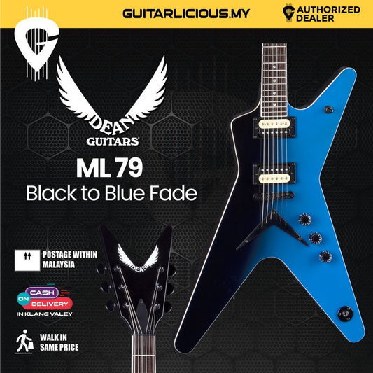 Dean ML 79 Electric Guitar Black to Blue Fade